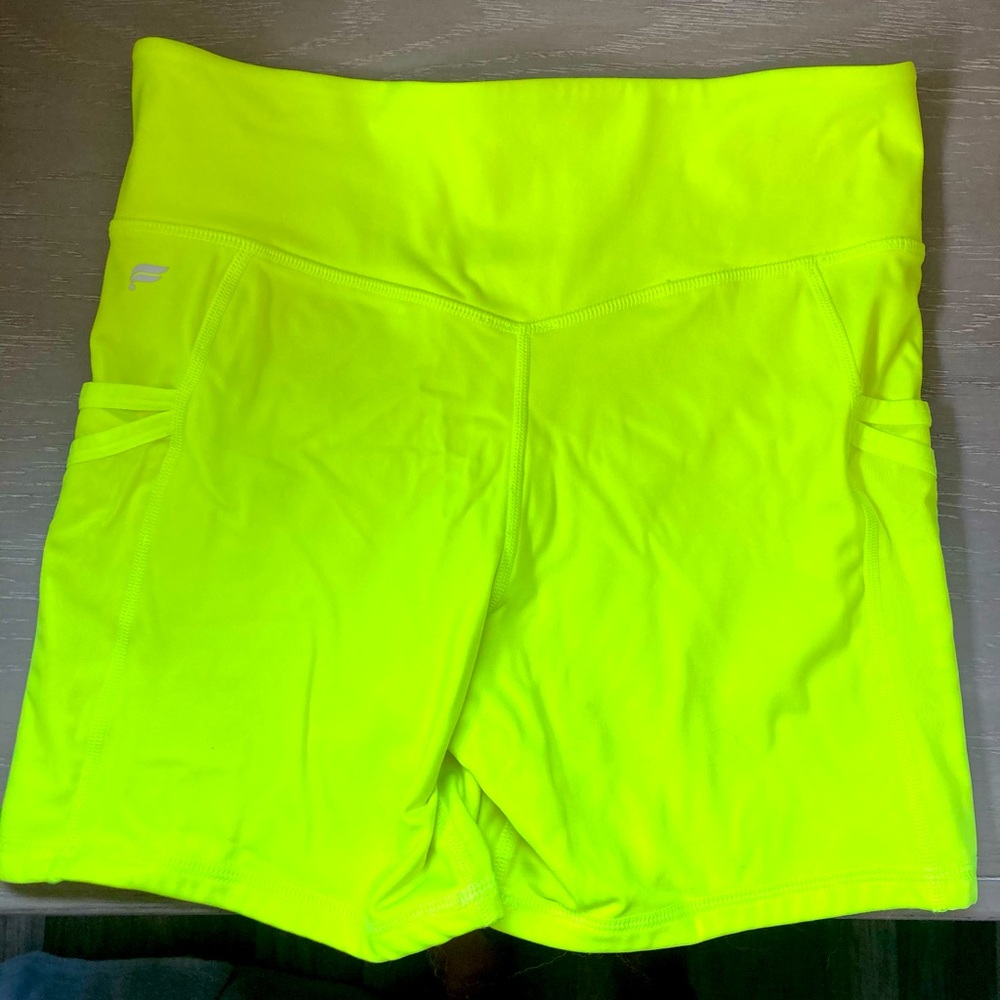 Fabletics Trinity Highlighter Yellow Shorts